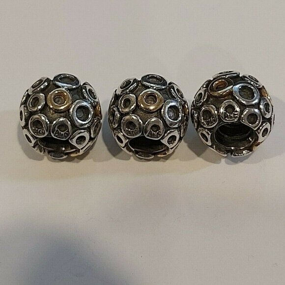 Authentic PANDORA Silver & 14k Gold *Retired* Oh Bead Charm 790325 - Picture 3 of 9